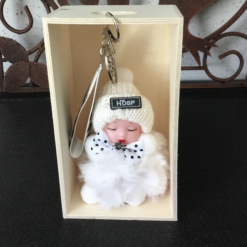 HDSP White Pom-Pom Doll Keychain box not included